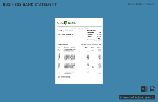Beispiel für eine Unternehmenserklärung der CEC Rumäniens im Word- und PDF-Format